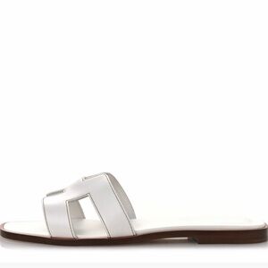 Hermes White Slide Sandals